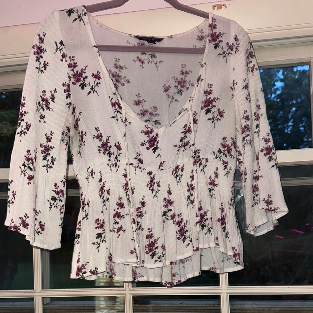 White floral long sleeve